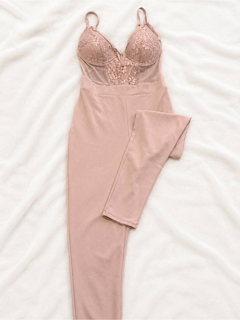 Blashe Blush Pink Lace Corset Jumpsuit | Size Medium